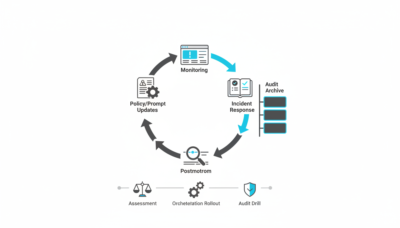 Operationalization and incident-feedback visualization: a single, circular feedback-loop diagram rendered as a tidy technical