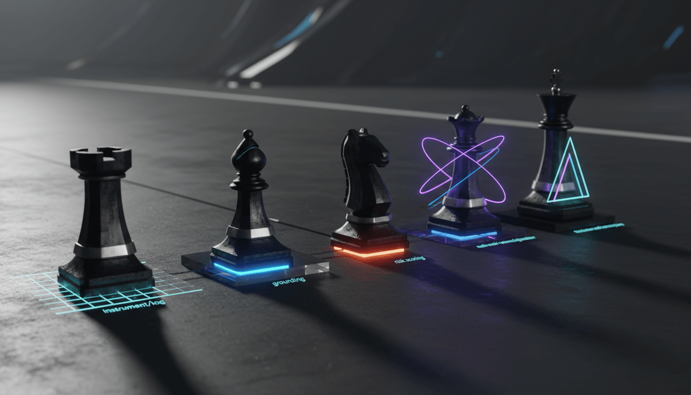 Ultra-realistic cinematic 3D render showing five modern, monolithic chess pieces progressing in a left-to-right sequence alon