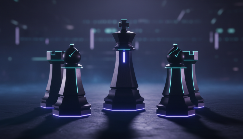 Chess pieces symbolizing AI decision intelligence and validation by Suprmind.