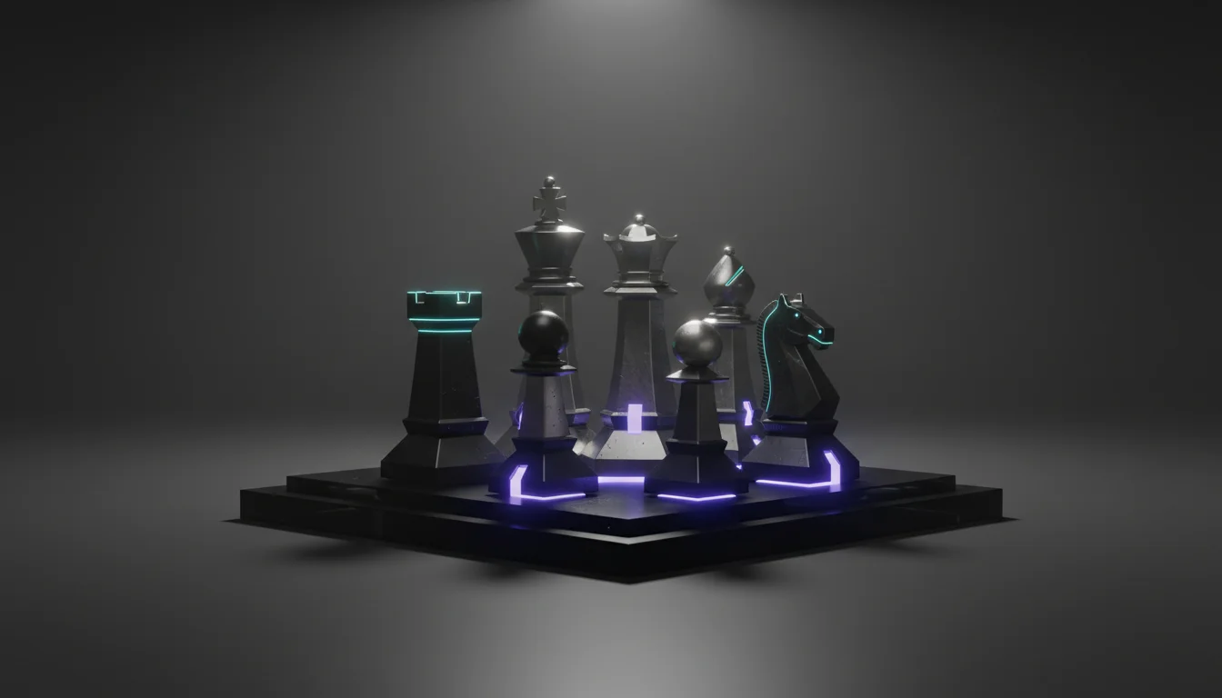 Multi AI orchestrator concept with chess pieces symbolizing AI decision intelligence for businesses.