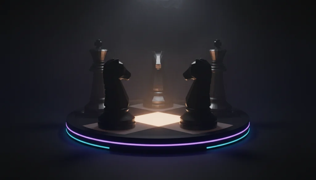 Multi AI orchestrator concept with chess pieces symbolizing AI decision intelligence.