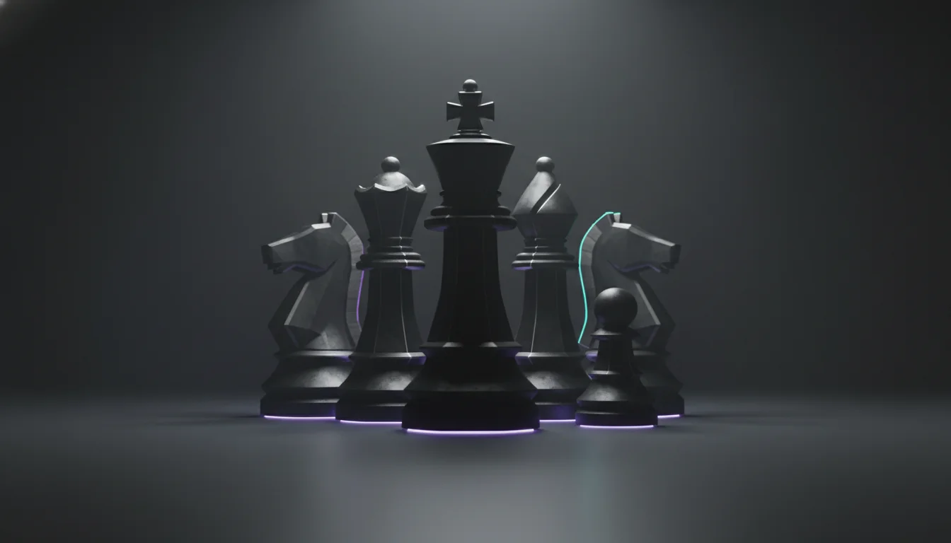 Multi AI orchestrator concept with chess pieces symbolizing AI decision making and validation.