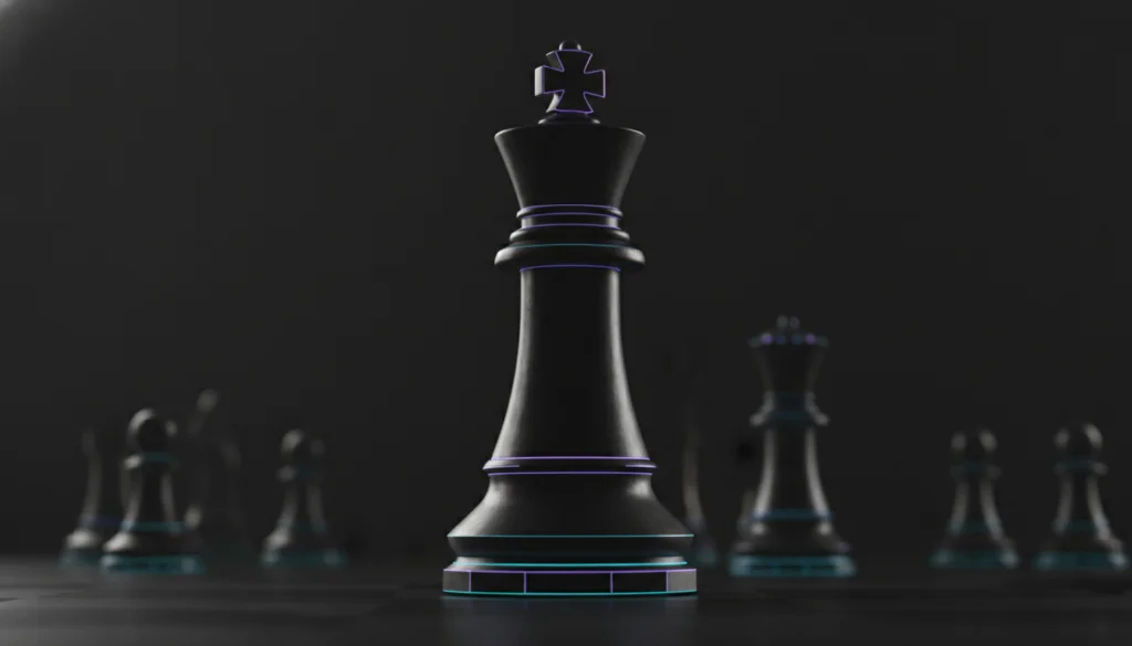 AI decision intelligence and orchestration concept with chess pieces.