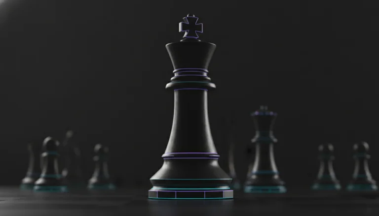 AI decision intelligence and orchestration concept with chess pieces.