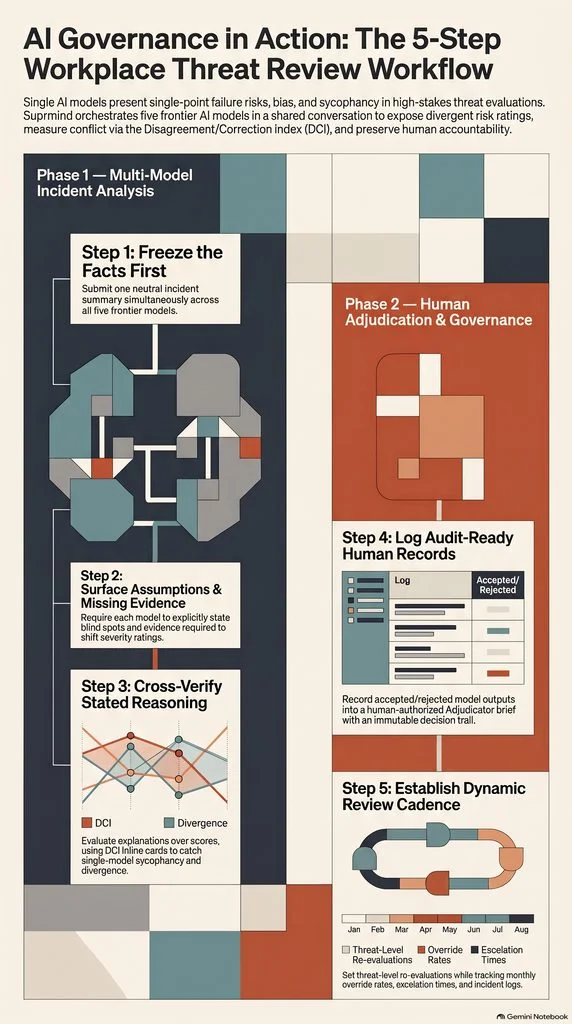 AI Governance Workflow: Multi AI orchestrator for threat assessment and decision validation.